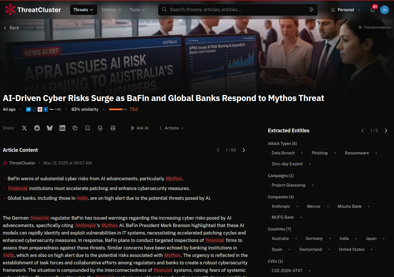 The ThreatCluster platform today