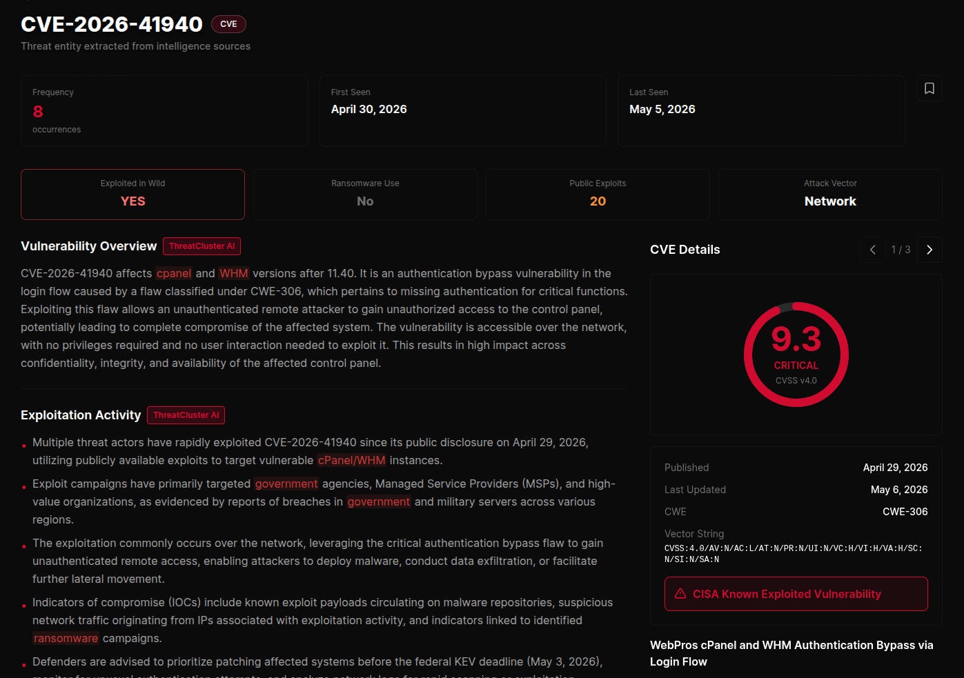 AI-written exploitation activity summary on a CVE page