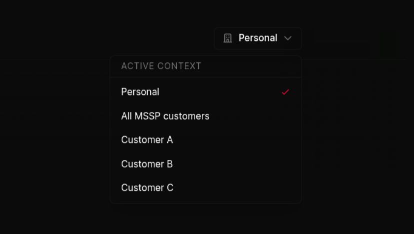 Active customer switcher with per-customer exposure view