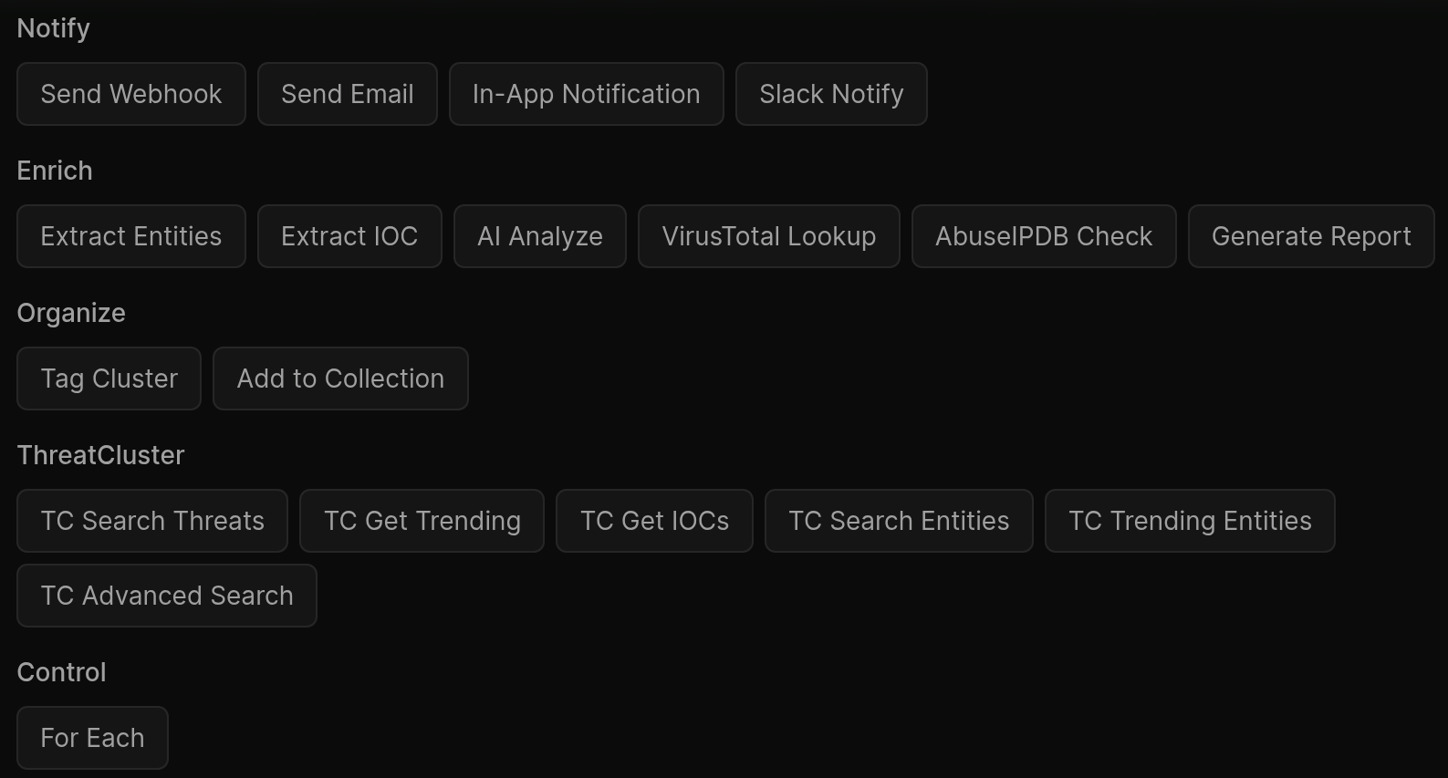 Action picker with destinations